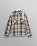 wax london men's Whiting - Ecru And Multicolour Jazz Weave Overshirt
