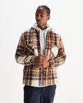 wax london men's Whiting - Ecru And Multicolour Wool Bobble Overshirt