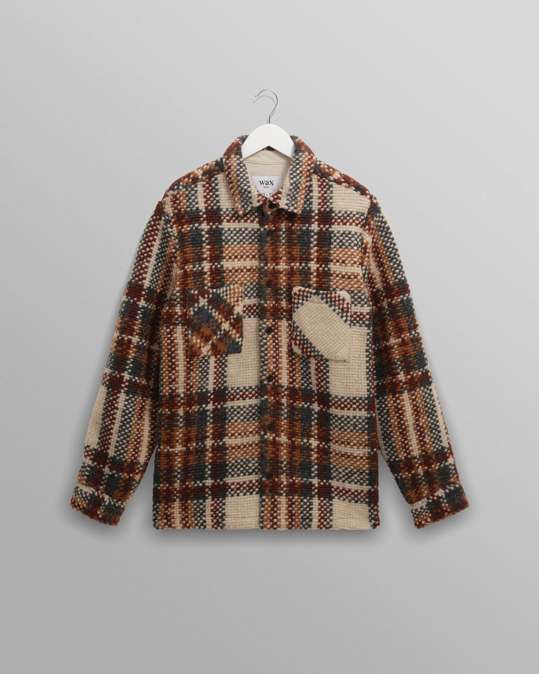 wax london men's Whiting - Ecru And Multicolour Wool Bobble Overshirt
