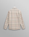 wax london men's Whiting - Ecru And Multicolour Yard Check Overshirt
