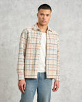 wax london men's Whiting - Ecru And Multicolour Yard Check Overshirt