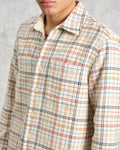 wax london men's Whiting - Ecru And Multicolour Yard Check Overshirt