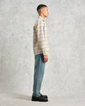 wax london men's Whiting - Ecru And Multicolour Yard Check Overshirt