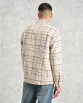 wax london men's Whiting - Ecru And Multicolour Yard Check Overshirt