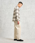 wax london men's Whiting - Ecru And Sage Harp Check Overshirt