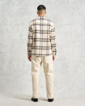 wax london men's Whiting - Ecru And Sage Harp Check Overshirt