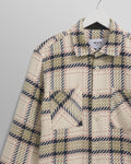 wax london men's Whiting - Ecru And Sage Harp Check Overshirt