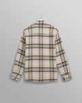 wax london men's Whiting - Ecru And Sage Harp Check Overshirt
