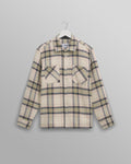 wax london men's Whiting - Ecru And Sage Harp Check Overshirt