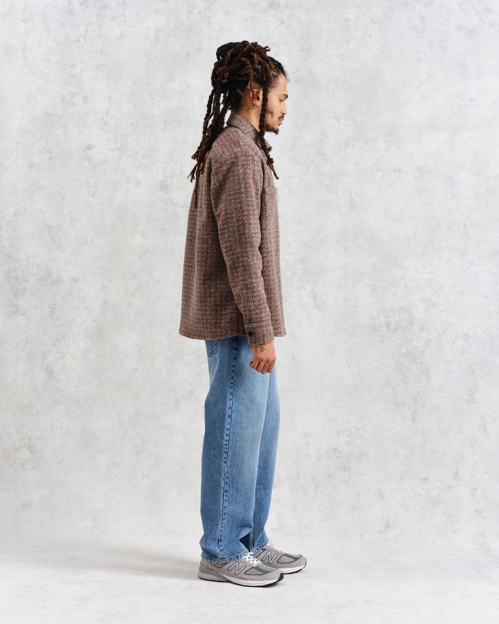 wax london men's Whiting - Multicolour Mini Check Overshirt