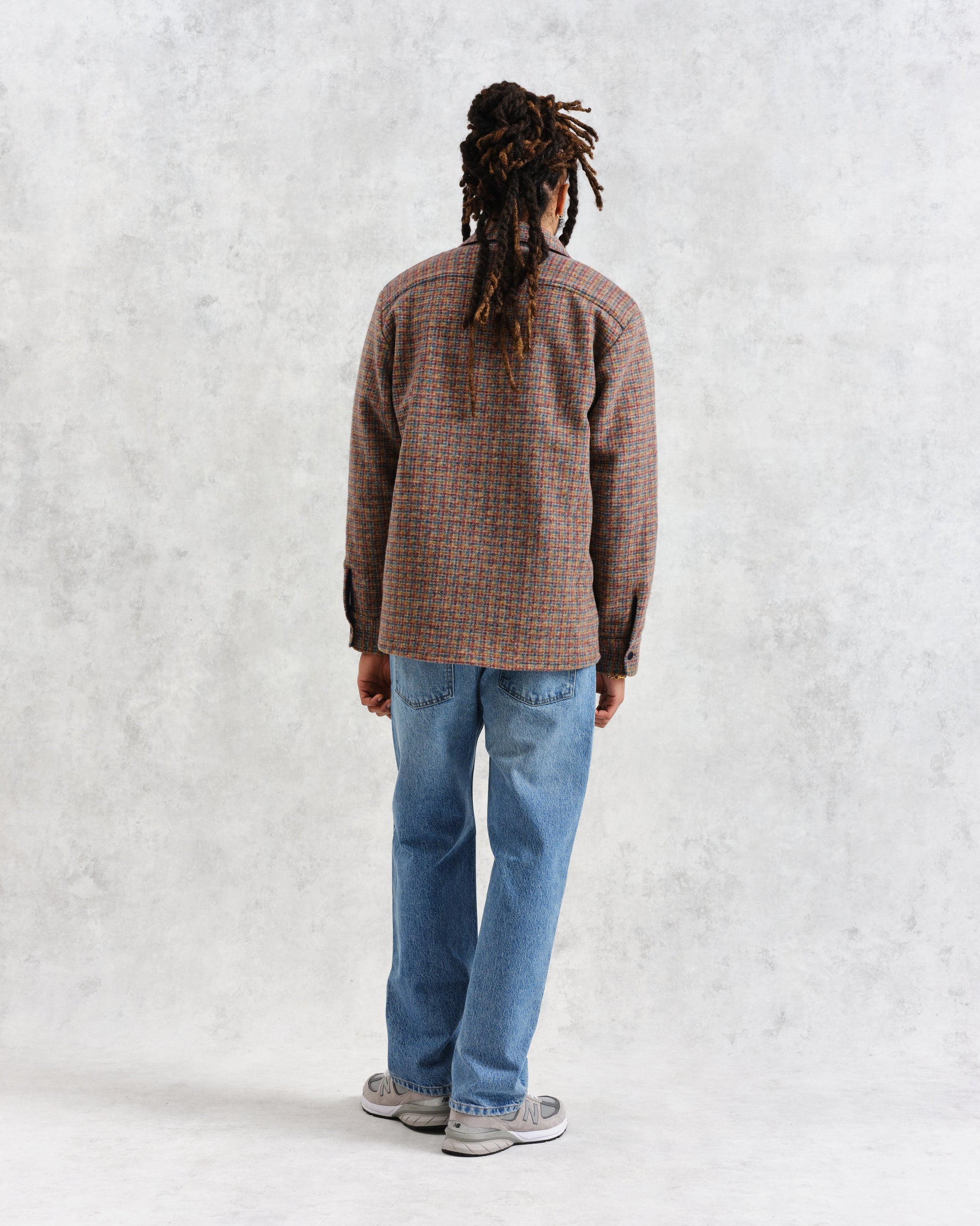 wax london men's Whiting - Multicolour Mini Check Overshirt