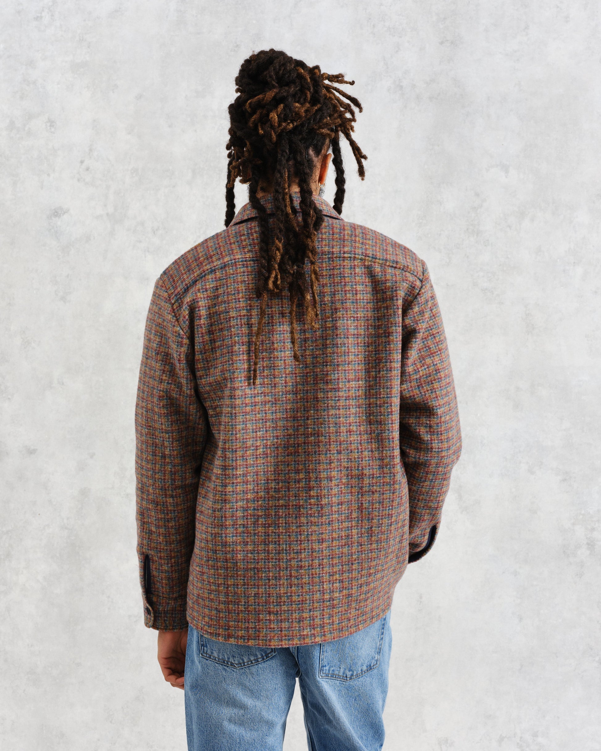 wax london men's Whiting - Multicolour Mini Check Overshirt