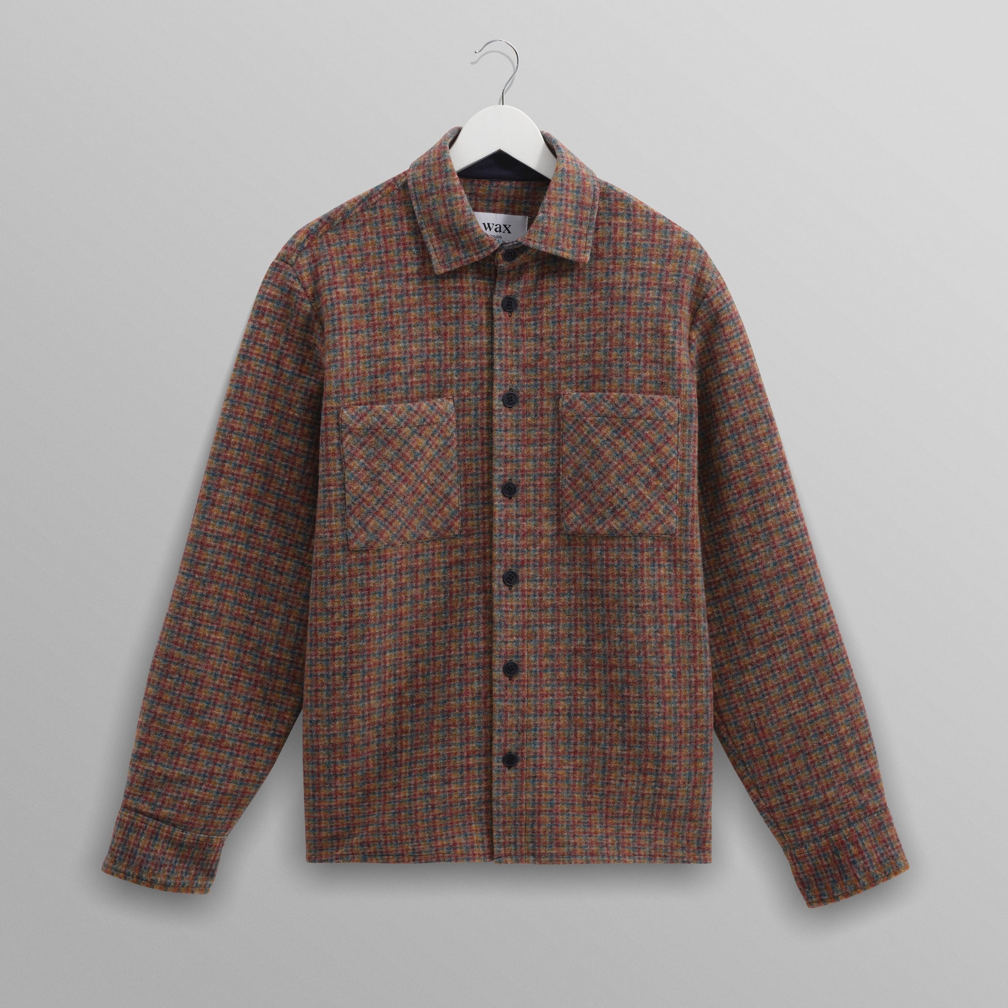 wax london men's Whiting - Multicolour Mini Check Overshirt