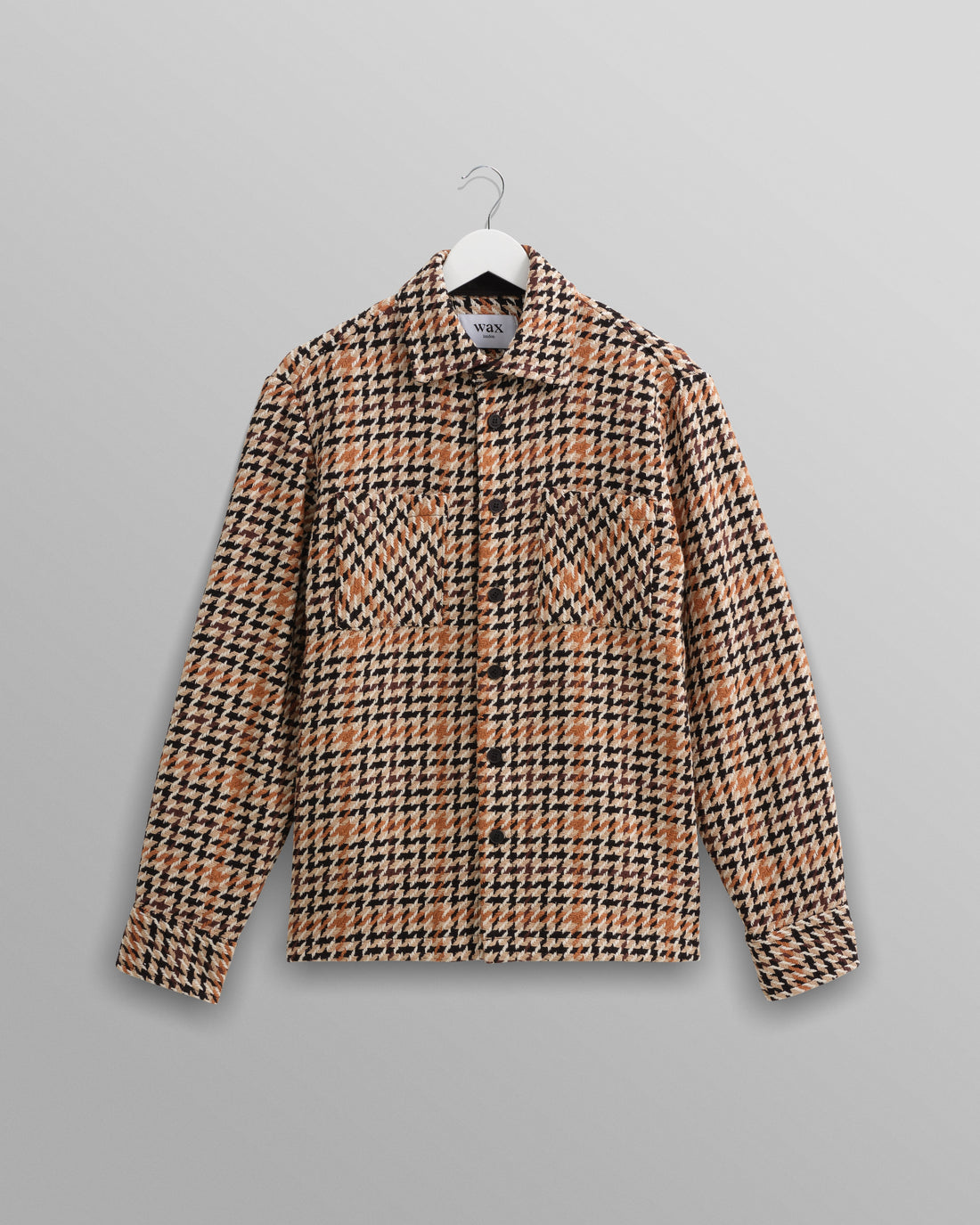 wax london men's Whiting - Natural Houndstooth-Weave Overshirt