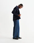 wax london men's Whiting - Navy And Blue Skate Check Overshirt