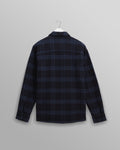 wax london men's Whiting - Navy And Blue Skate Check Overshirt