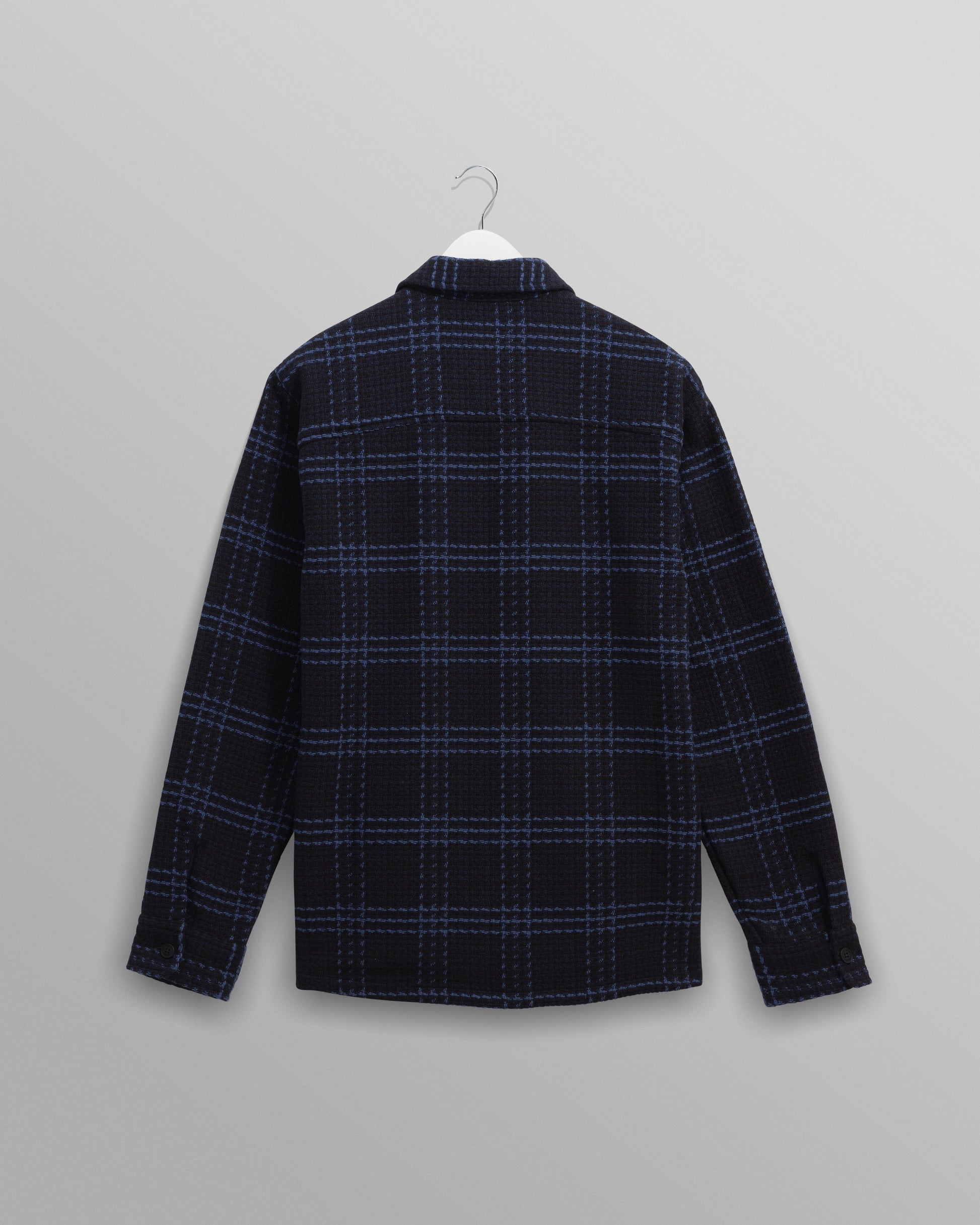 wax london men's Whiting - Navy And Blue Skate Check Overshirt