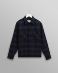 wax london men's Whiting - Navy And Blue Skate Check Overshirt