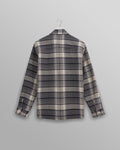 wax london men's Whiting - Navy And Ecru Addle Check Overshirt