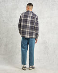 wax london men's Whiting - Navy And Ecru Addle Check Overshirt