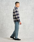 wax london men's Whiting - Navy And Multicolour Hutton Check Overshirt