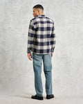 wax london men's Whiting - Navy And Multicolour Hutton Check Overshirt
