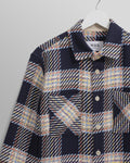wax london men's Whiting - Navy And Multicolour Hutton Check Overshirt