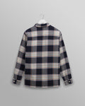 wax london men's Whiting - Navy And Multicolour Hutton Check Overshirt
