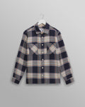 wax london men's Whiting - Navy And Multicolour Hutton Check Overshirt
