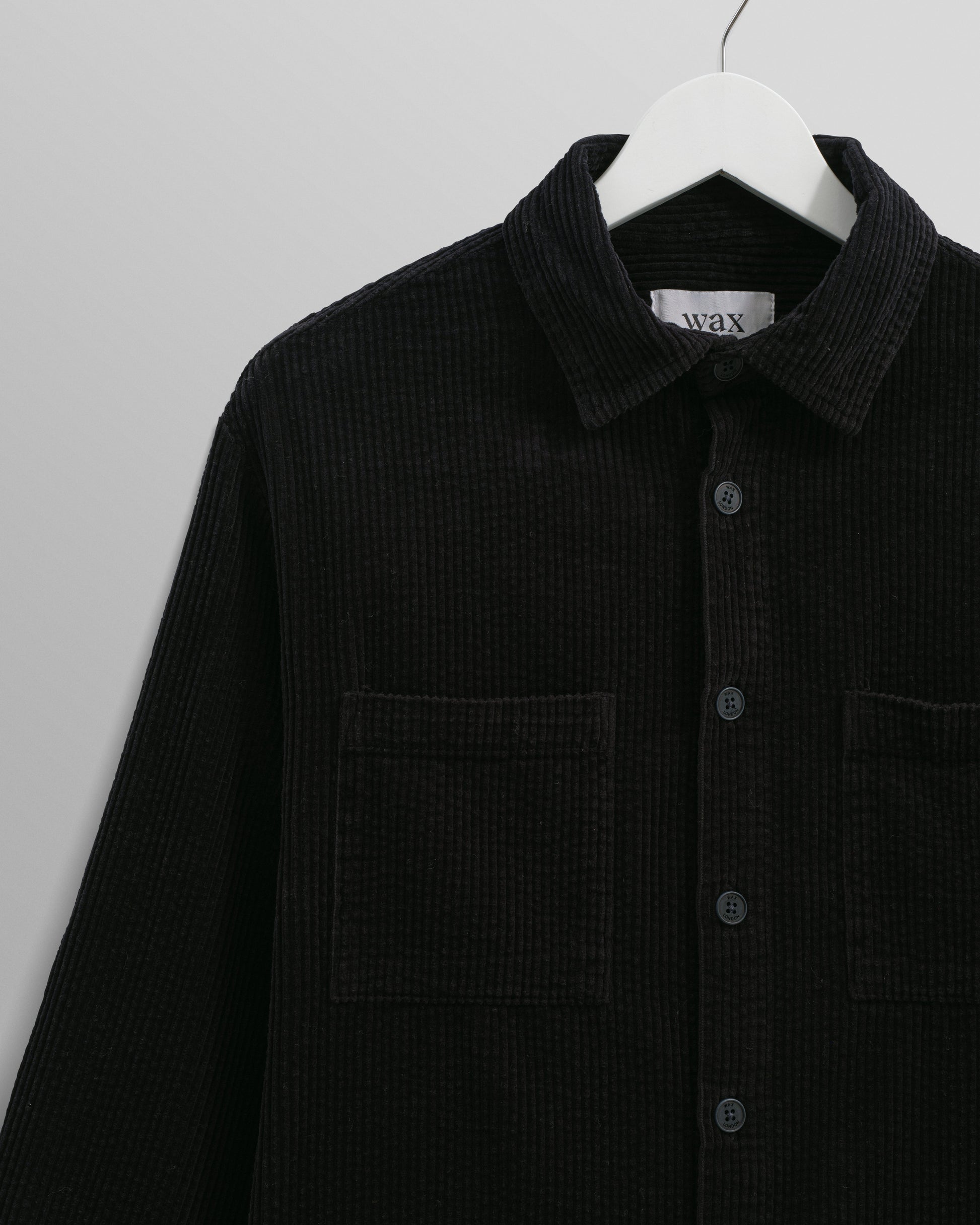 wax london men's Whiting - Navy Jumbo Corduroy Overshirt