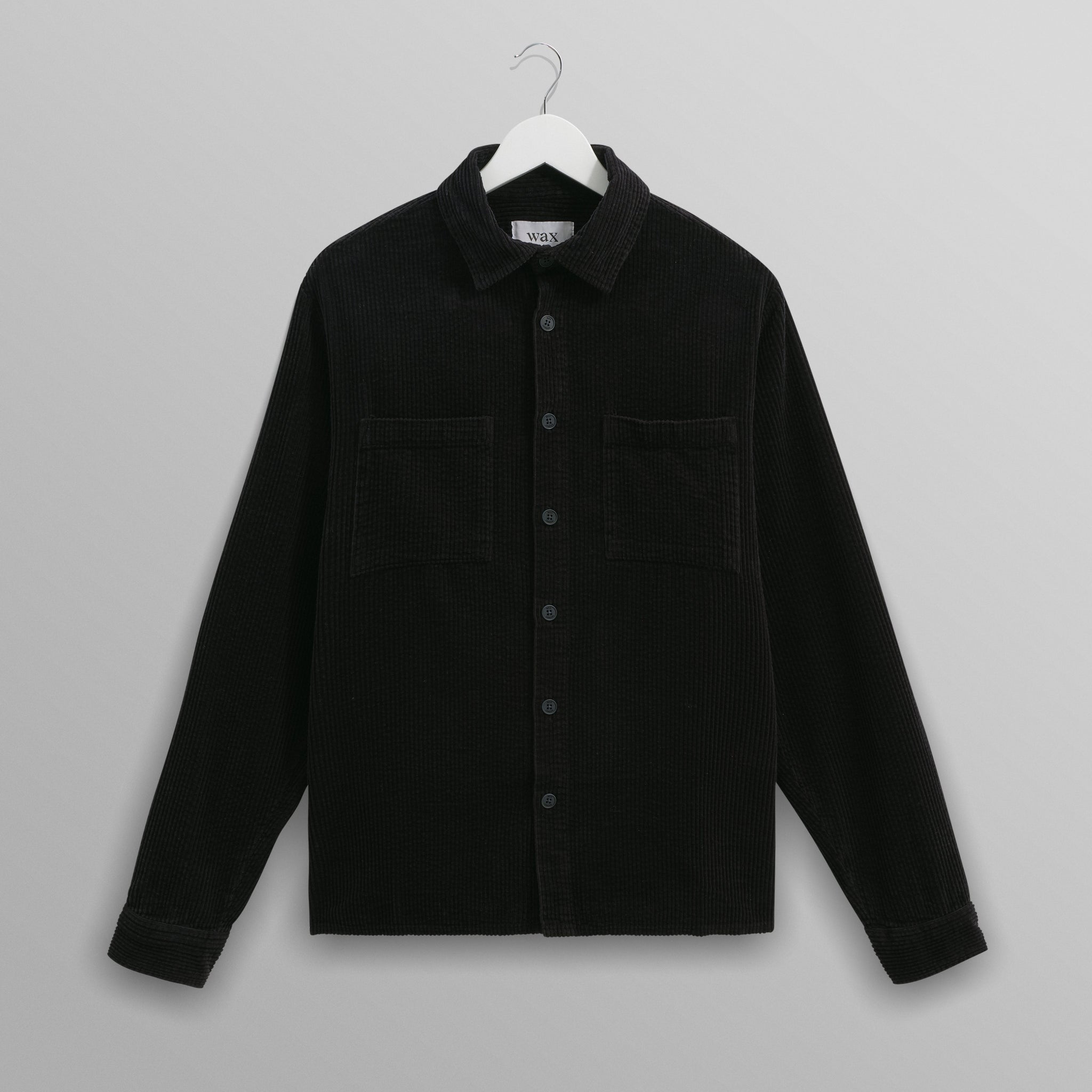 wax london men's Whiting - Navy Jumbo Corduroy Overshirt