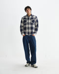 wax london men's Whiting - Navy Marine Beatnik Overshirt