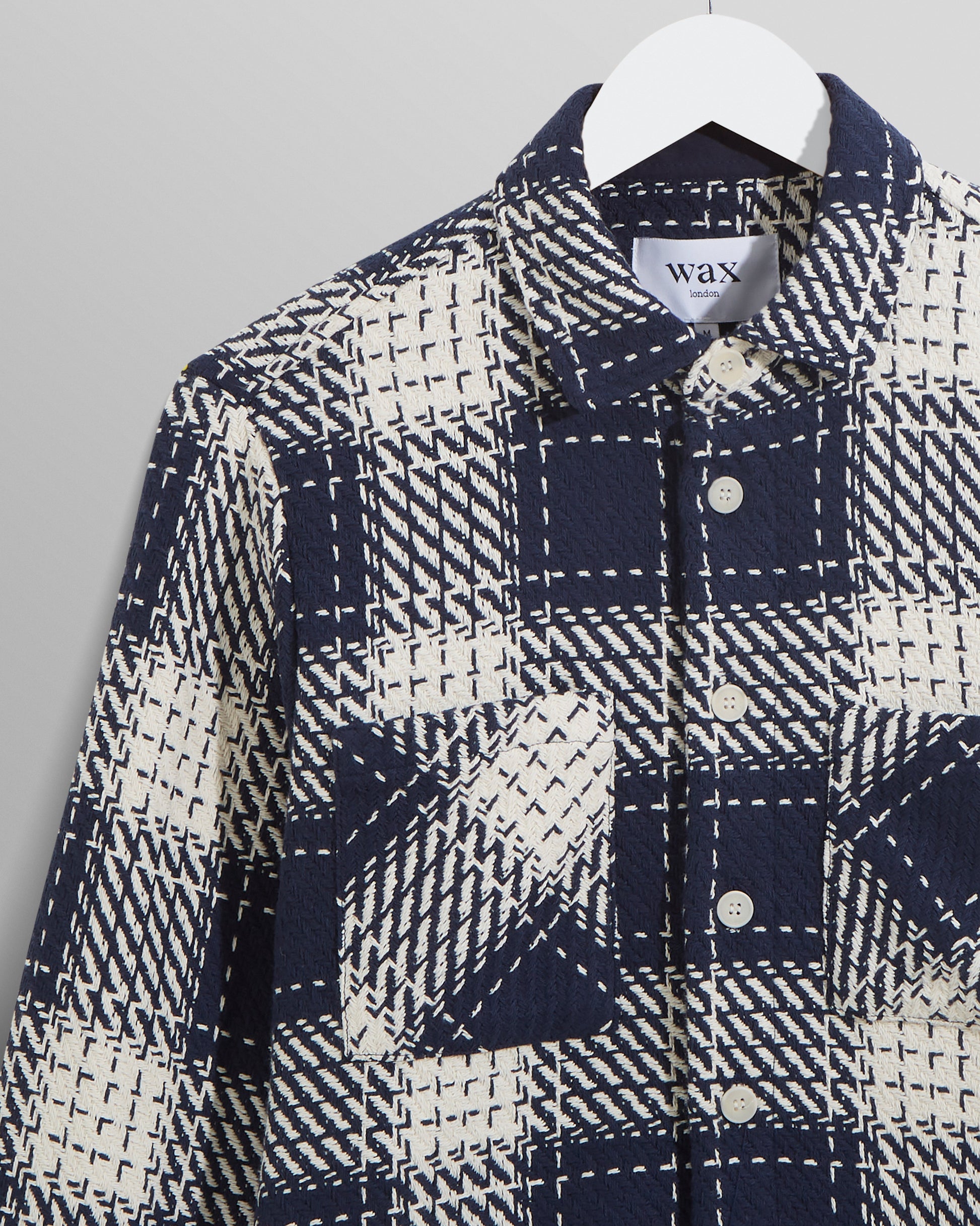 wax london men's *Whiting - Navy Marine Beatnik Overshirt - STORES