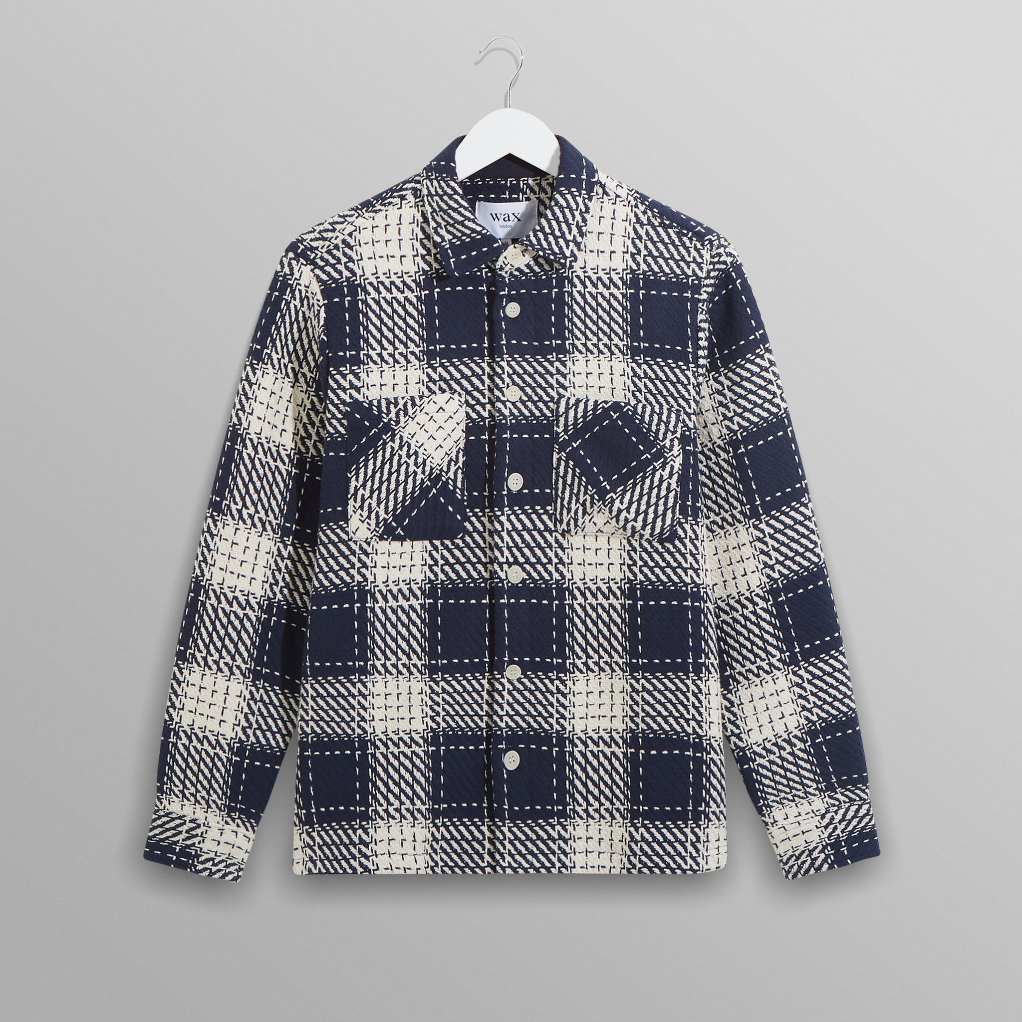 wax london men's *Whiting - Navy Marine Beatnik Overshirt - STORES