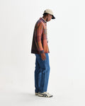 wax london men's Whiting - Orange And Multicolour Tempo Check Overshirt