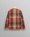 wax london men's Whiting - Orange Pike Check Overshirt