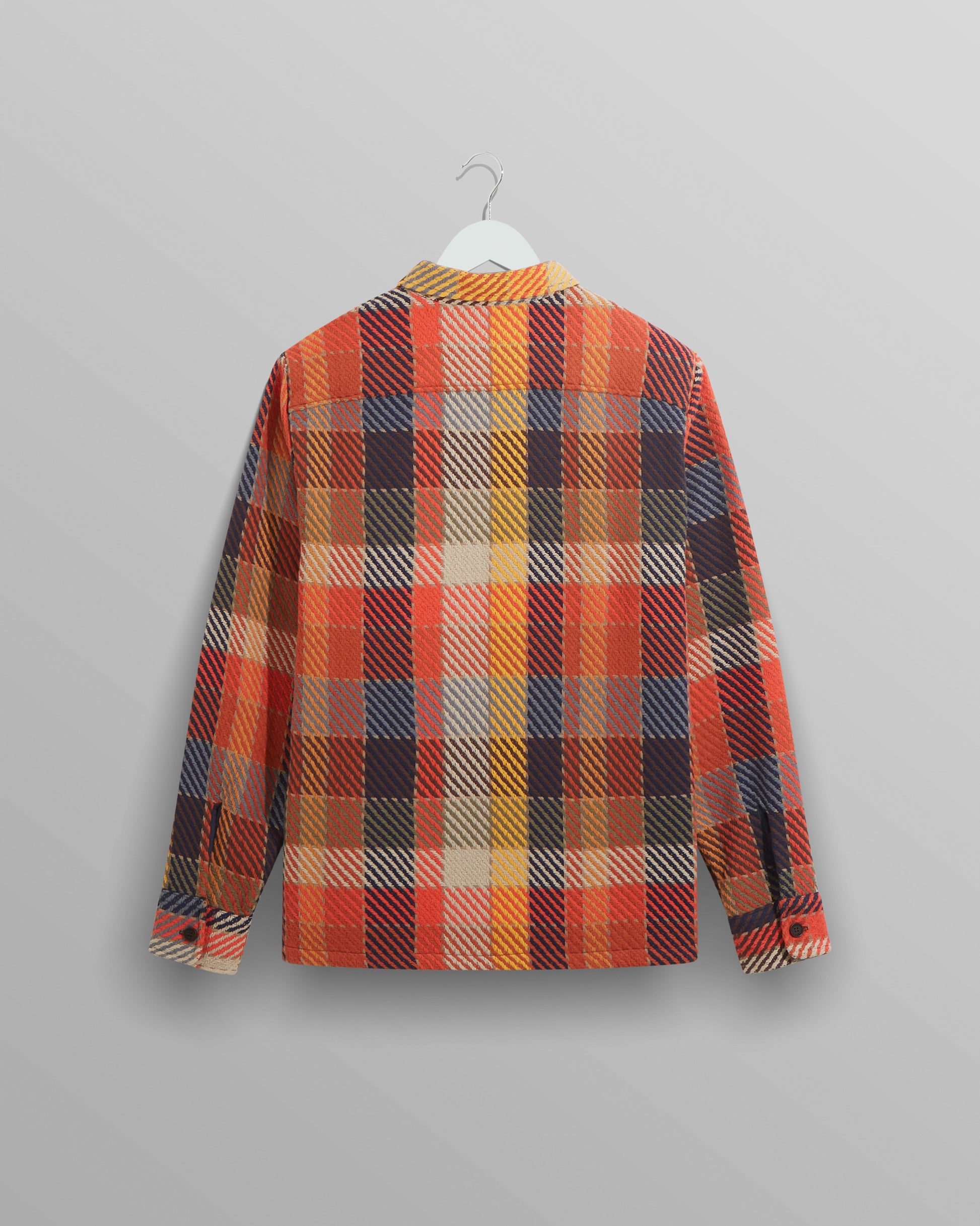 wax london men's Whiting - Orange Pike Check Overshirt