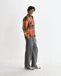 wax london men's Whiting - Orange Pike Check Overshirt