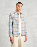 wax london men's Whiting - Pale Blue Earl Check Overshirt