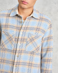 wax london men's Whiting - Pale Blue Earl Check Overshirt
