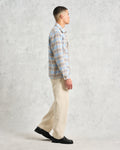 wax london men's Whiting - Pale Blue Earl Check Overshirt