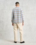 wax london men's Whiting - Pale Blue Earl Check Overshirt