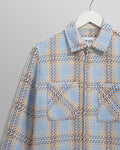 wax london men's Whiting - Pale Blue Earl Check Overshirt