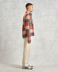 wax london men's Whiting - Red And Multicolour Block Check Overshirt