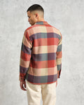 wax london men's Whiting - Red And Multicolour Block Check Overshirt