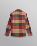 wax london men's Whiting - Red And Multicolour Block Check Overshirt