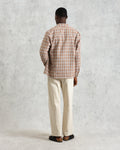 wax london men's Whiting - Tan And Multicolour Ladder Check Overshirt