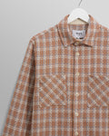 wax london men's Whiting - Tan And Multicolour Ladder Check Overshirt