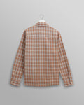 wax london men's Whiting - Tan And Multicolour Ladder Check Overshirt