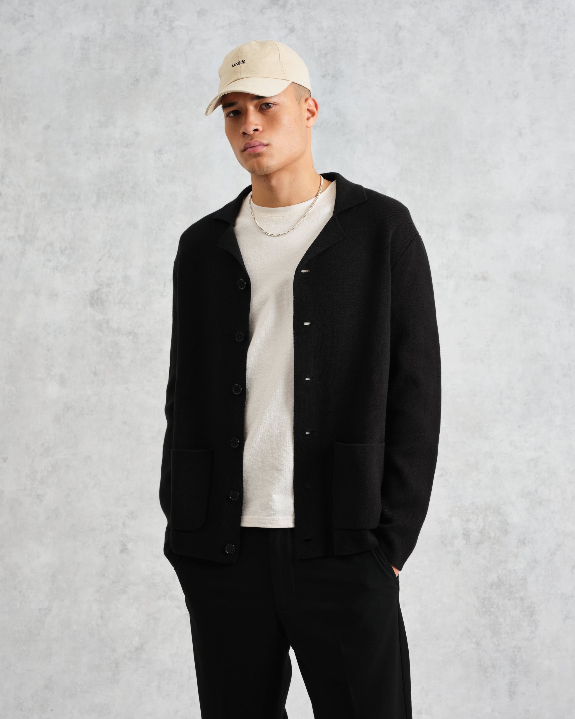 wax london men's Wightman - Black Milano Cardigan